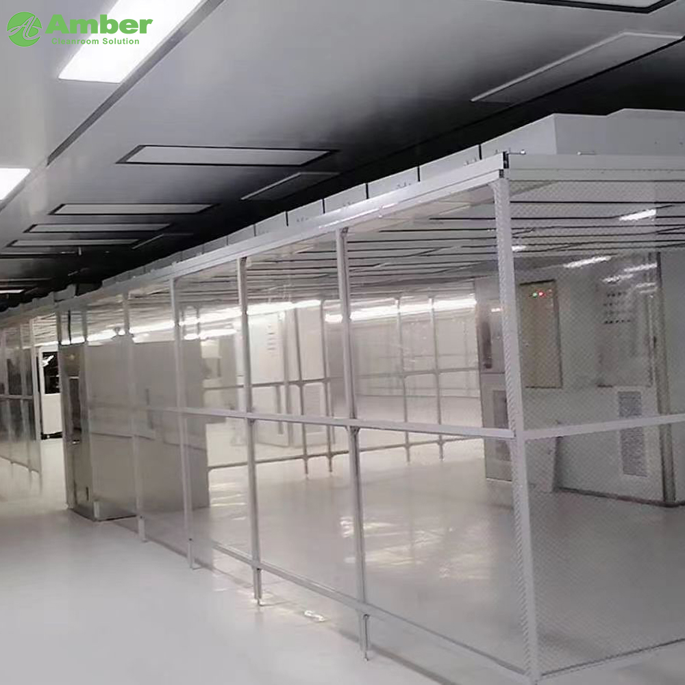 Klasse 100 Einfacher sauberer Raum modularer sauberer Stand mit antistatischer Vorhang