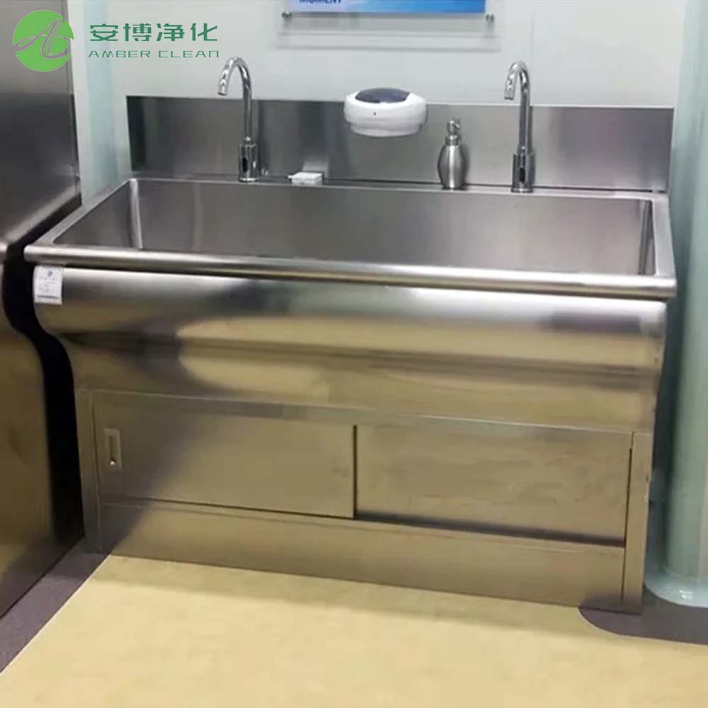 Fußsensor Doppelschlitz Edelstahl Medizinische Waschbecken für Reinraum